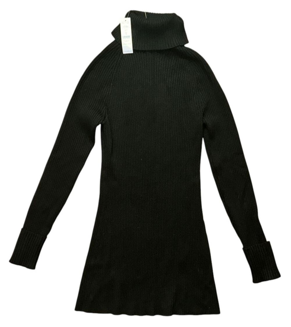 NWT White House Black Market Long Sleeve Black Turtleneck Pointelle Tunic Medium